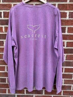 Seacrest Florida Oversized Tee Adult 2XL Purple Whale Tail Graphic Distressed